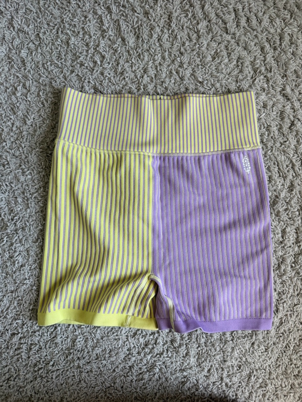 FP Movement Lavender & Yellow Striped Bike Shorts